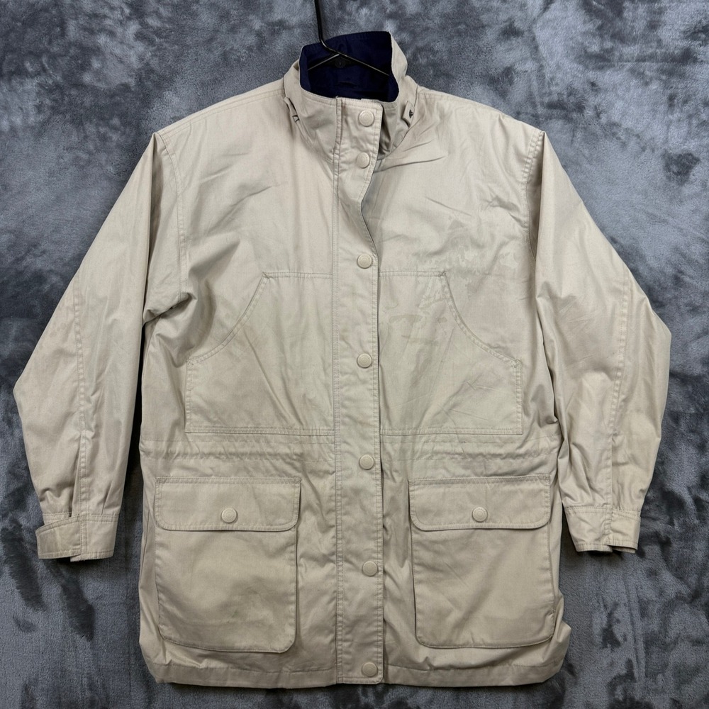 St. Johns Bay Field Jacket Mens Large Tan Utility Snap Front Cargo Pockets - Picture 1 of 7